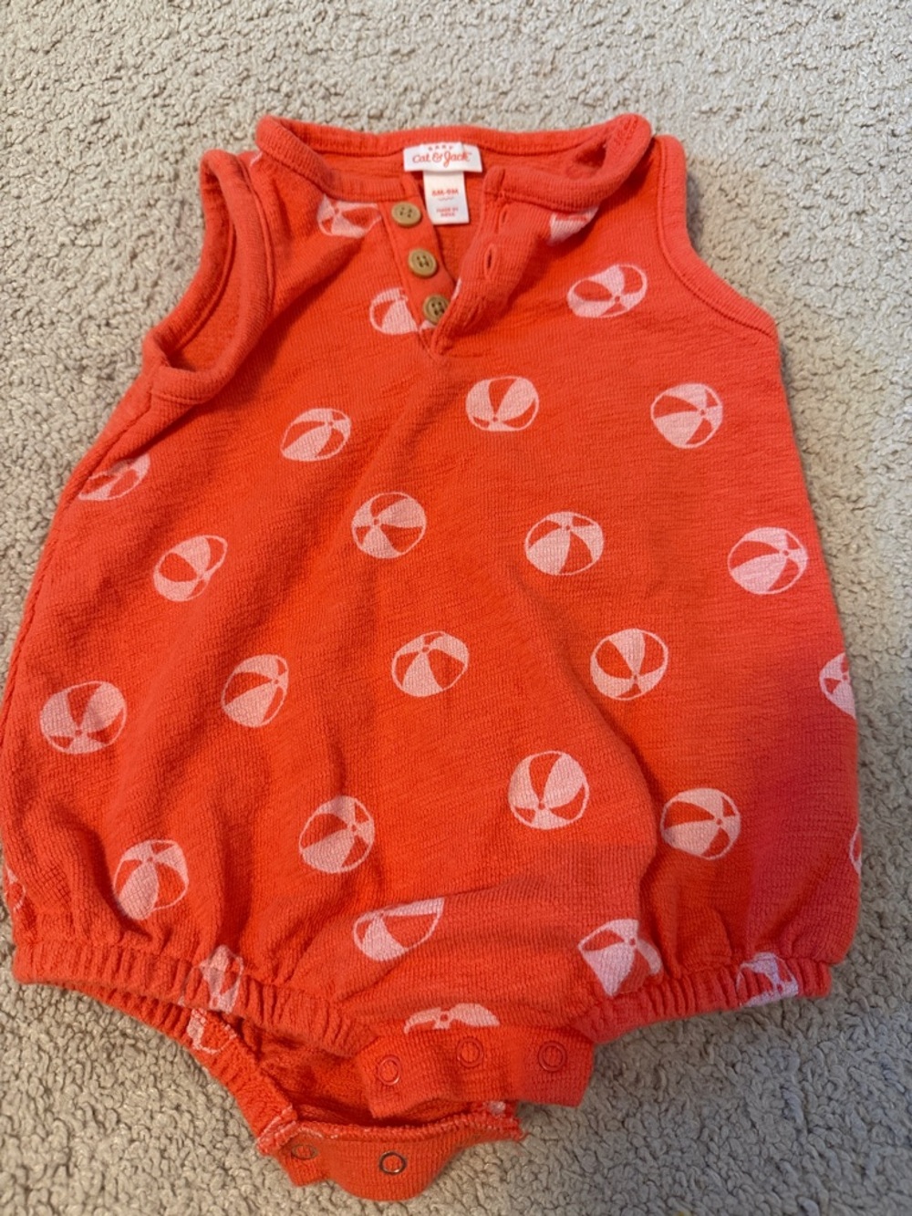 Cat & Jack Coral Orange Beach Ball Knit One-Piece